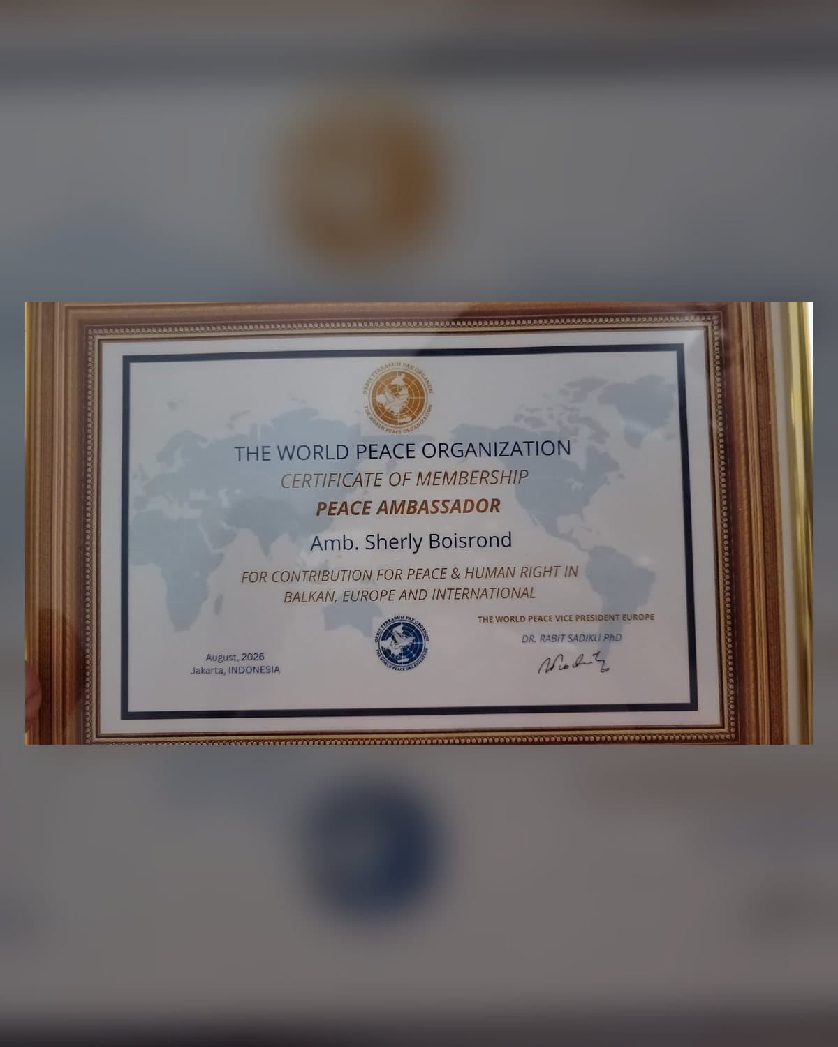 Ambassadrice de la Paix, The World Peace Organization